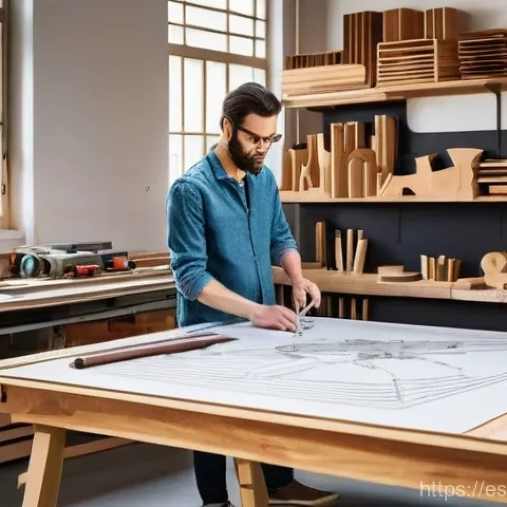 가구디자인 커리어 전환 성공 사례 - **Prompt:** A skilled furniture designer, a person of any gender, in a vibrant, sunlit workshop in B...