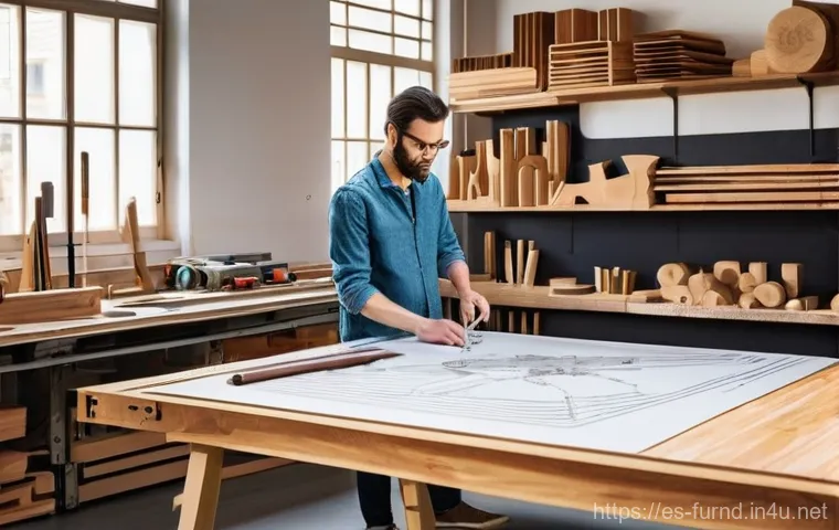 가구디자인 커리어 전환 성공 사례 - **Prompt:** A skilled furniture designer, a person of any gender, in a vibrant, sunlit workshop in B...