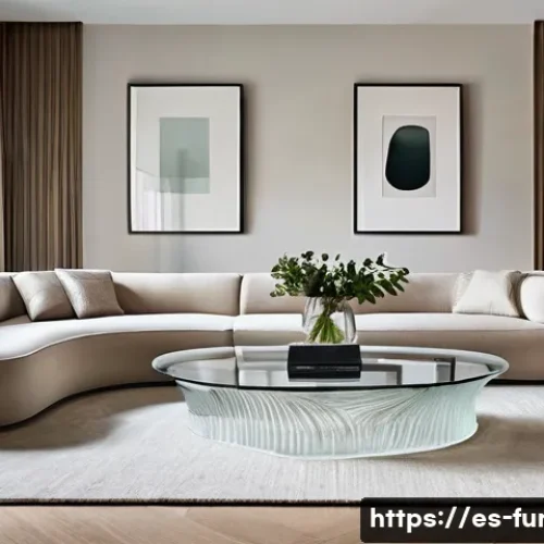 Home 24 가구디자인에서 유리 활용법 - **Prompt:** A modern, minimalist living room bathed in soft, natural light, featuring a sculptural c...