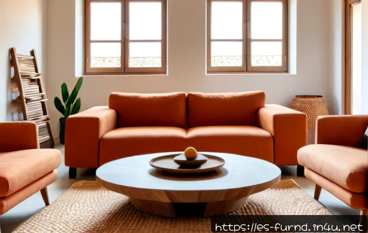 Home 17 가구디자인과 인테리어 조화 - Photorealistic contemporary Spanish apartment living room showing perfect harmony between furniture ...